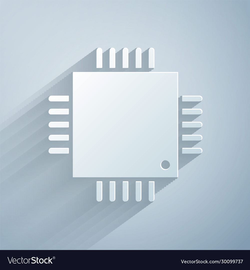 Paper cut computer processor with microcircuits vector image Paper cut computer processor with microcircuits