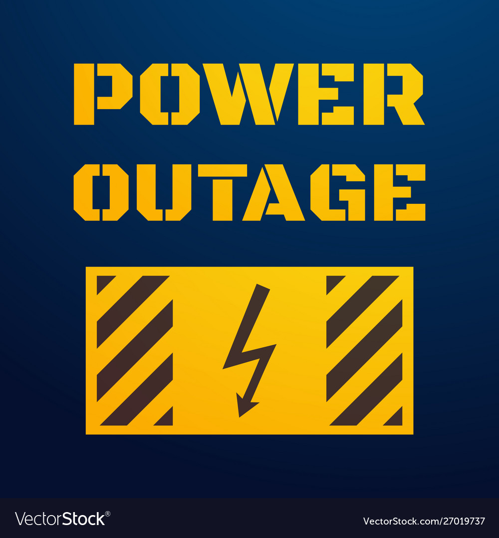 Power outage stencil yellow text in top part Vector Image