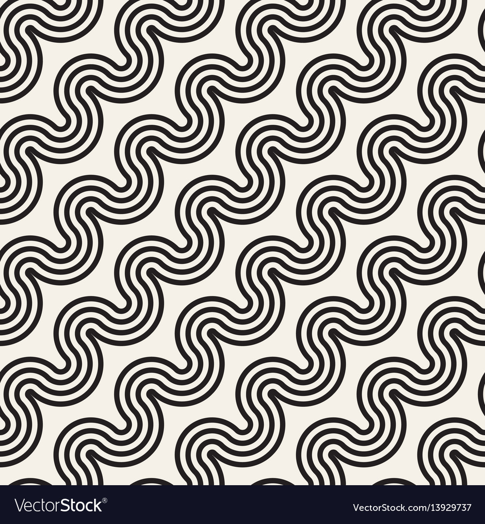 Seamless wavy lines pattern repeating Royalty Free Vector