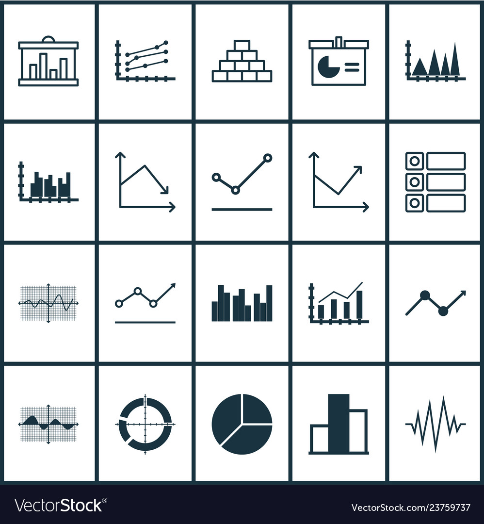 Set of graphs diagrams and statistics icons vector image Set of graphs diagrams and statistics icons