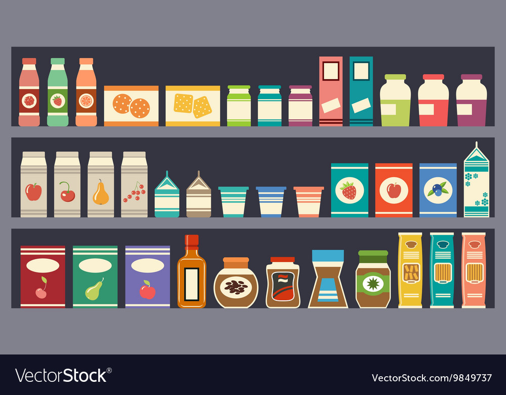 Shelves With Products Royalty Free Vector Image