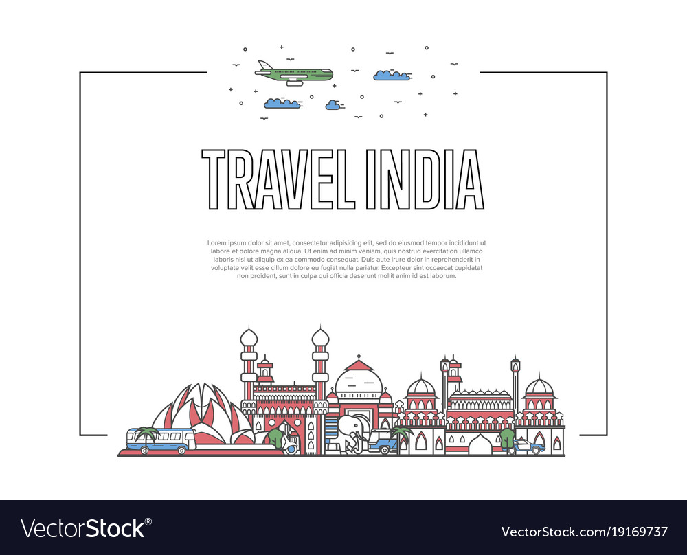 Travel india poster in linear style