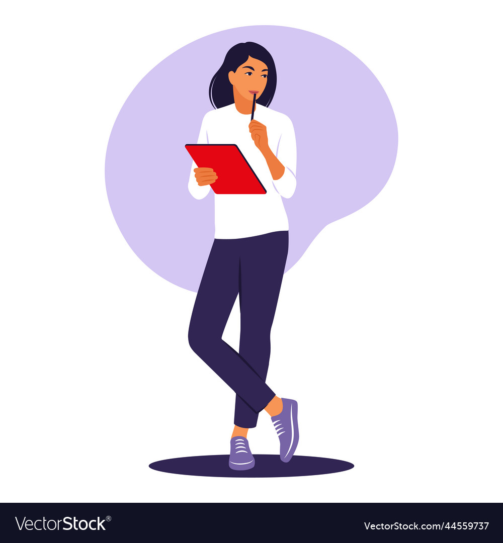Woman standing with folder office worker