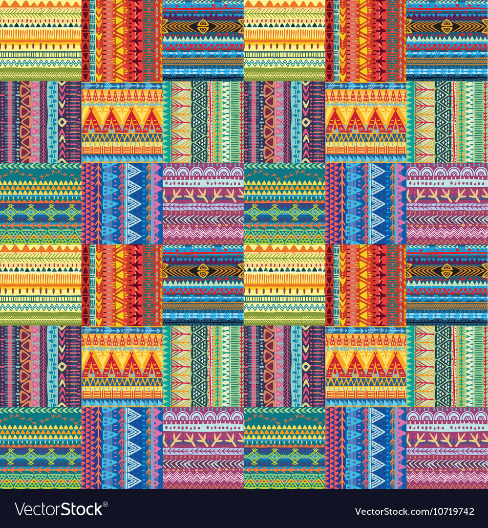 Background with seamless tribal texture Royalty Free Vector