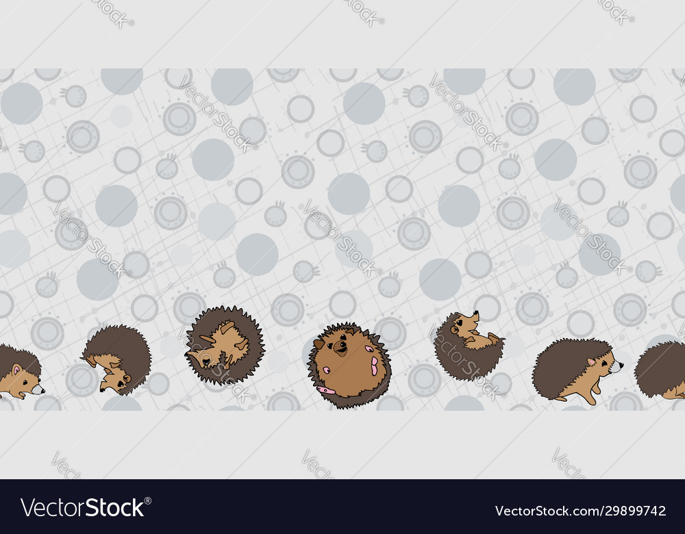 Bouncing hedgehogs border seamless pattern vector image Bouncing hedgehogs border seamless pattern