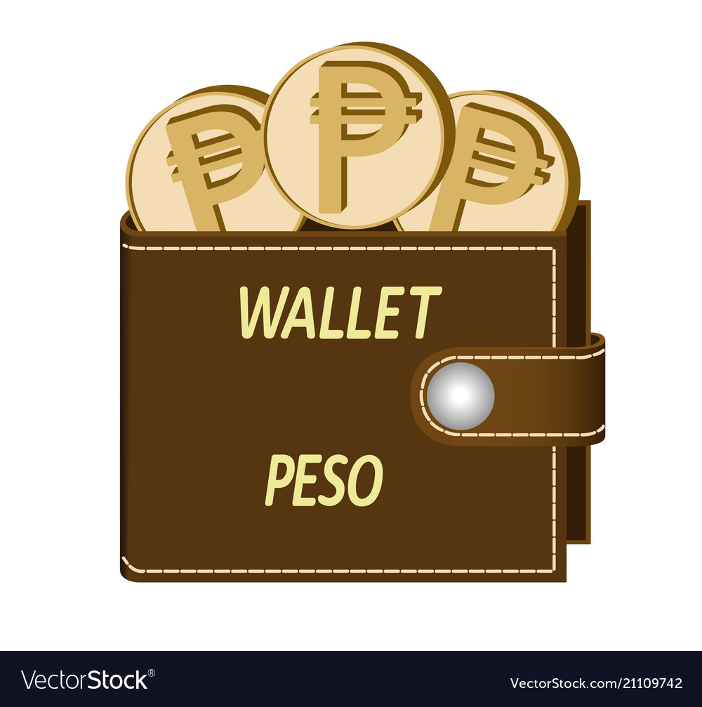 Brown wallet with peso coin