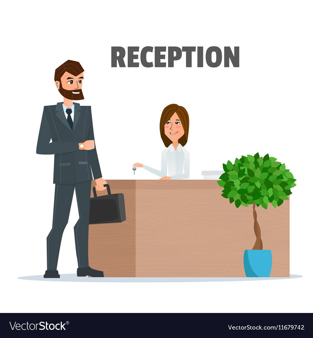 Customer receives a businessman the key Royalty Free Vector