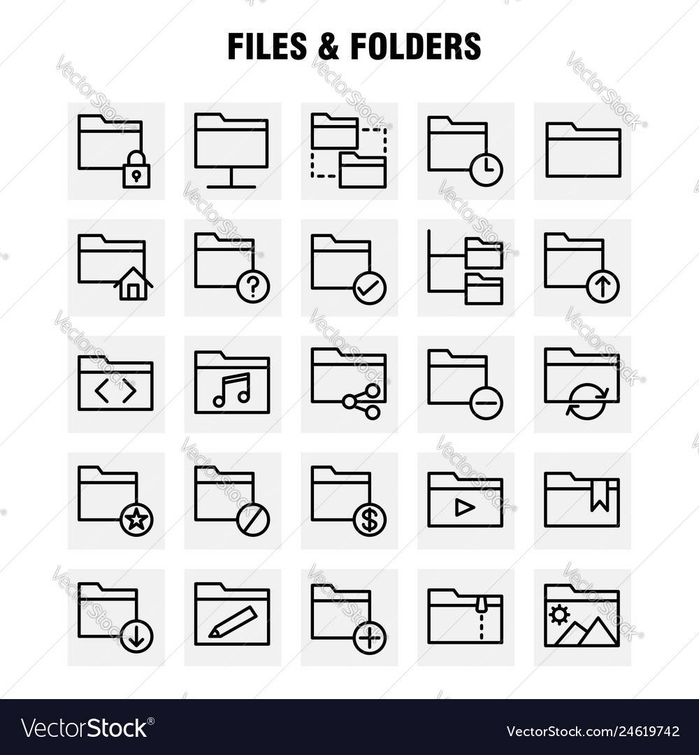Files and folders line icon pack for designers