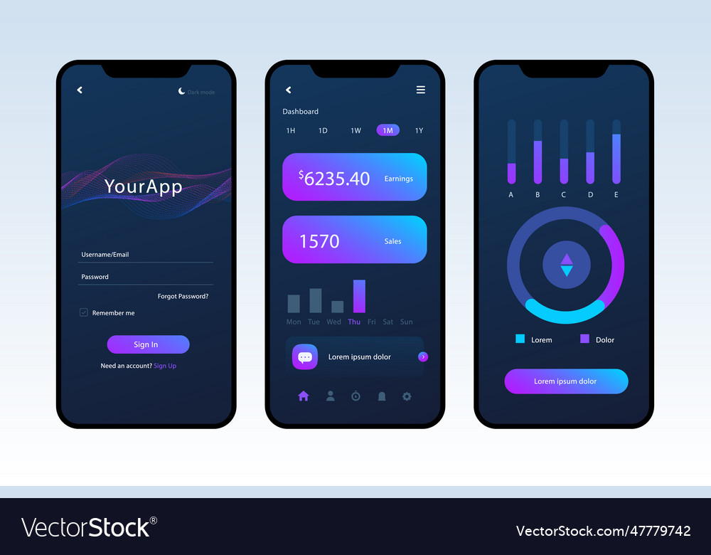 Gradient dark mode app template