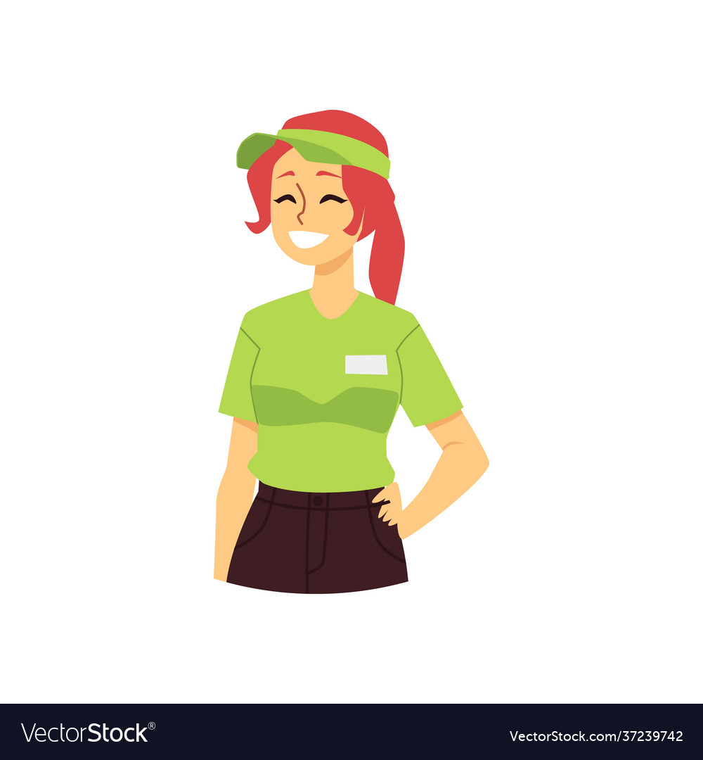 Half-figure portrait friendly waitress flat