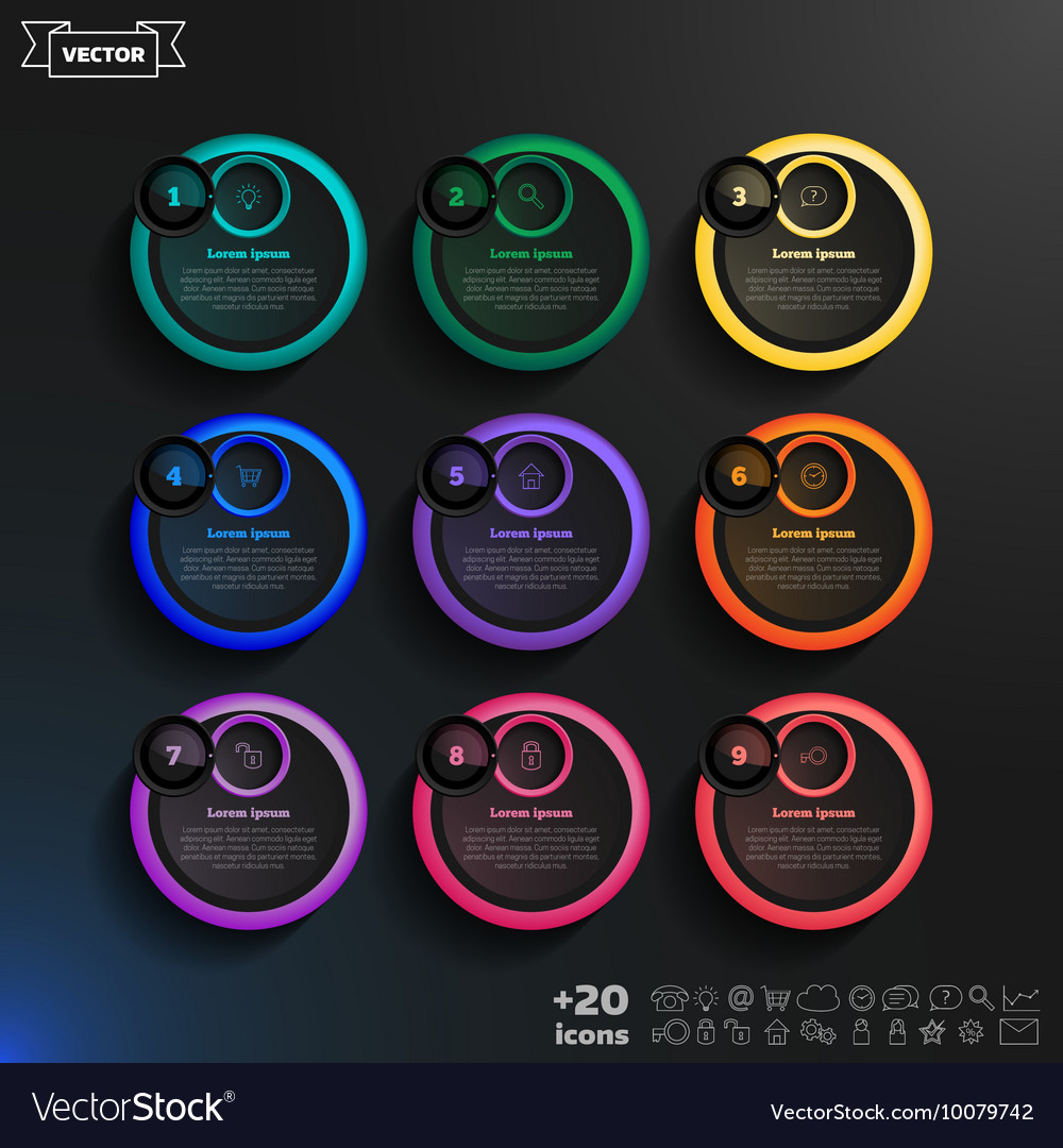 Infographic design list with colorful circles