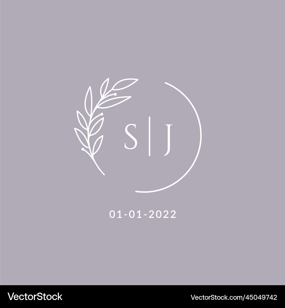 Initial monogram sj wedding logo with decorative Vector Image