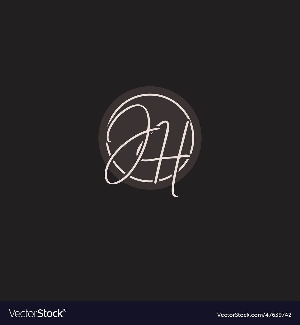 Initials jh logo monogram with simple circle line