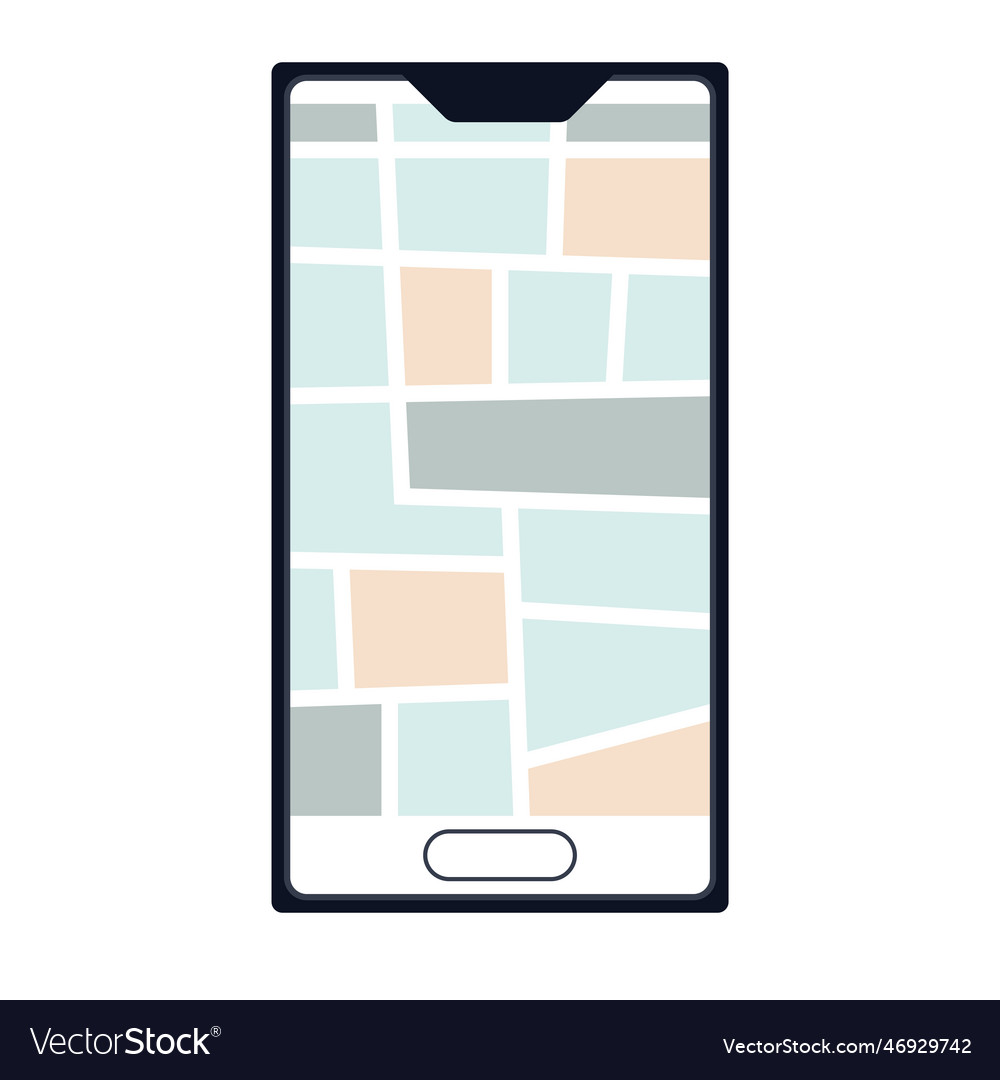 Isolated smartphone with a map app