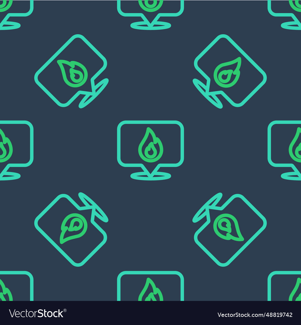 Line map pointer with fire flame icon isolated