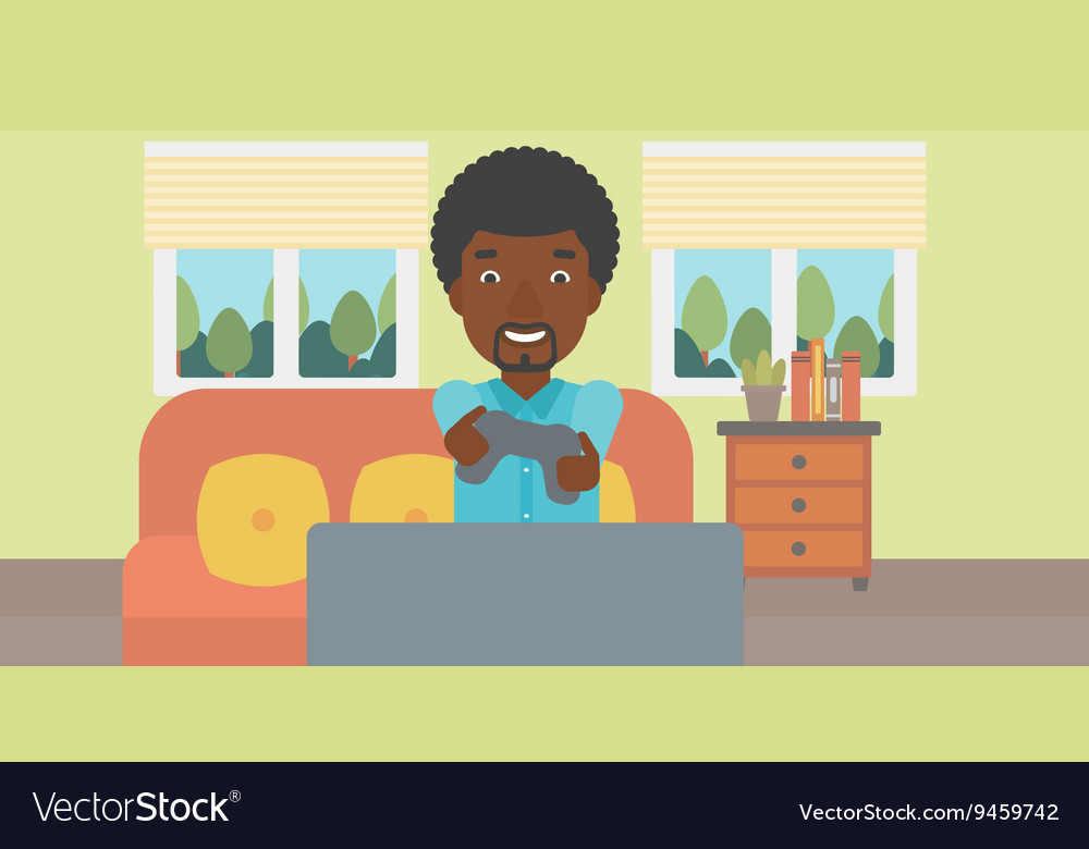 Man playing video game