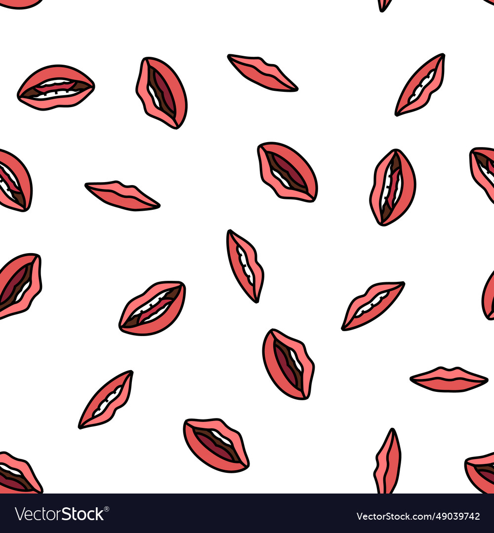 Mouth character animation seamless pattern