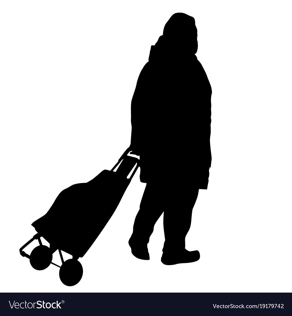 Download Old woman silhouette with luggage Royalty Free Vector Image