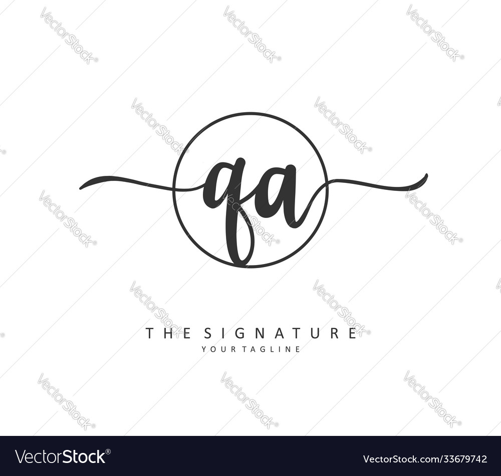 Q a qa initial letter handwriting and signature