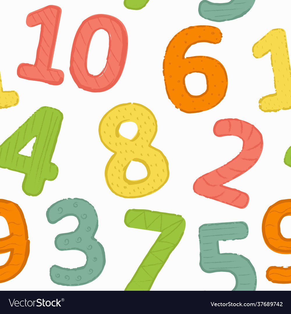 Seamless pattern counting from 1 to 10 colorful