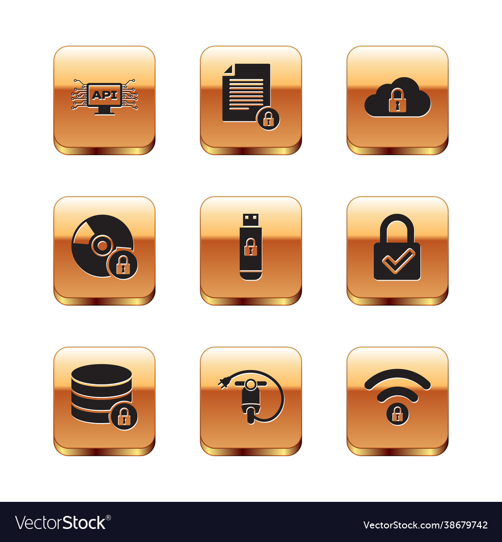 Set computer api interface server security vector image Set computer api interface server security