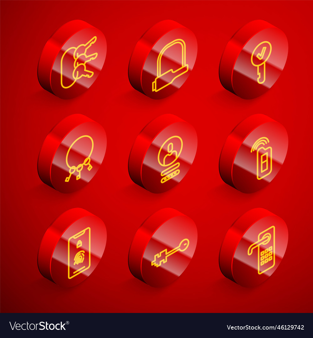 Set line bunch of keys bicycle lock key create vector image Set line bunch of keys bicycle lock key create