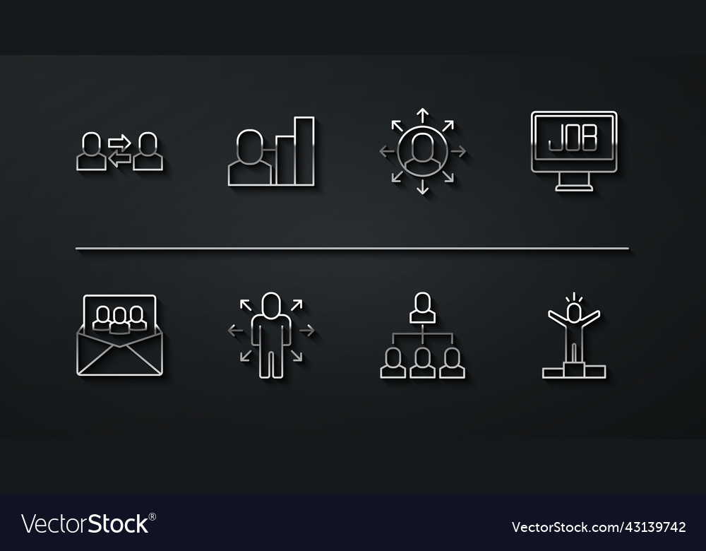 Set line exchange work project team base search Vector Image Set line exchange work project team base search
