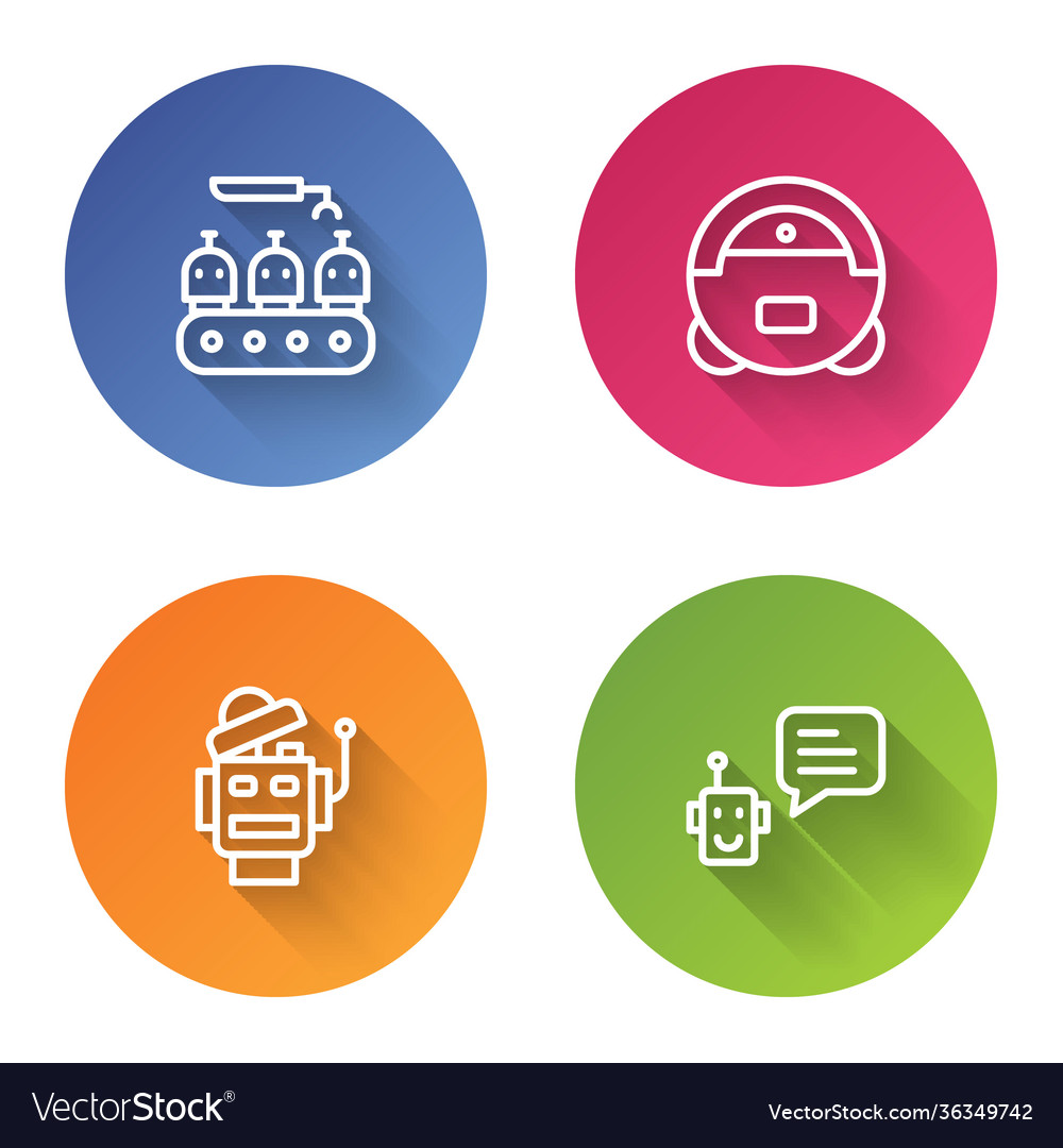 Set line industrial production robots robot vector image Set line industrial production robots robot