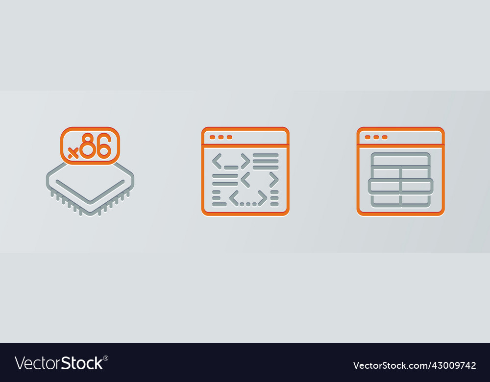 Set line mysql code processor with microcircuits vector image Set line mysql code processor with microcircuits