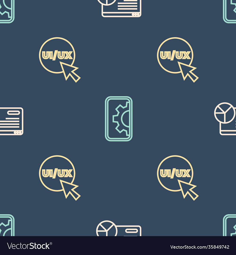 Set line website statistic ui or ux design vector image Set line website statistic ui or ux design