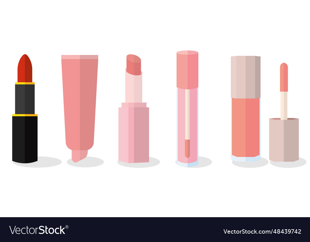 Set of lipstick and lip gloss colored fashion icon