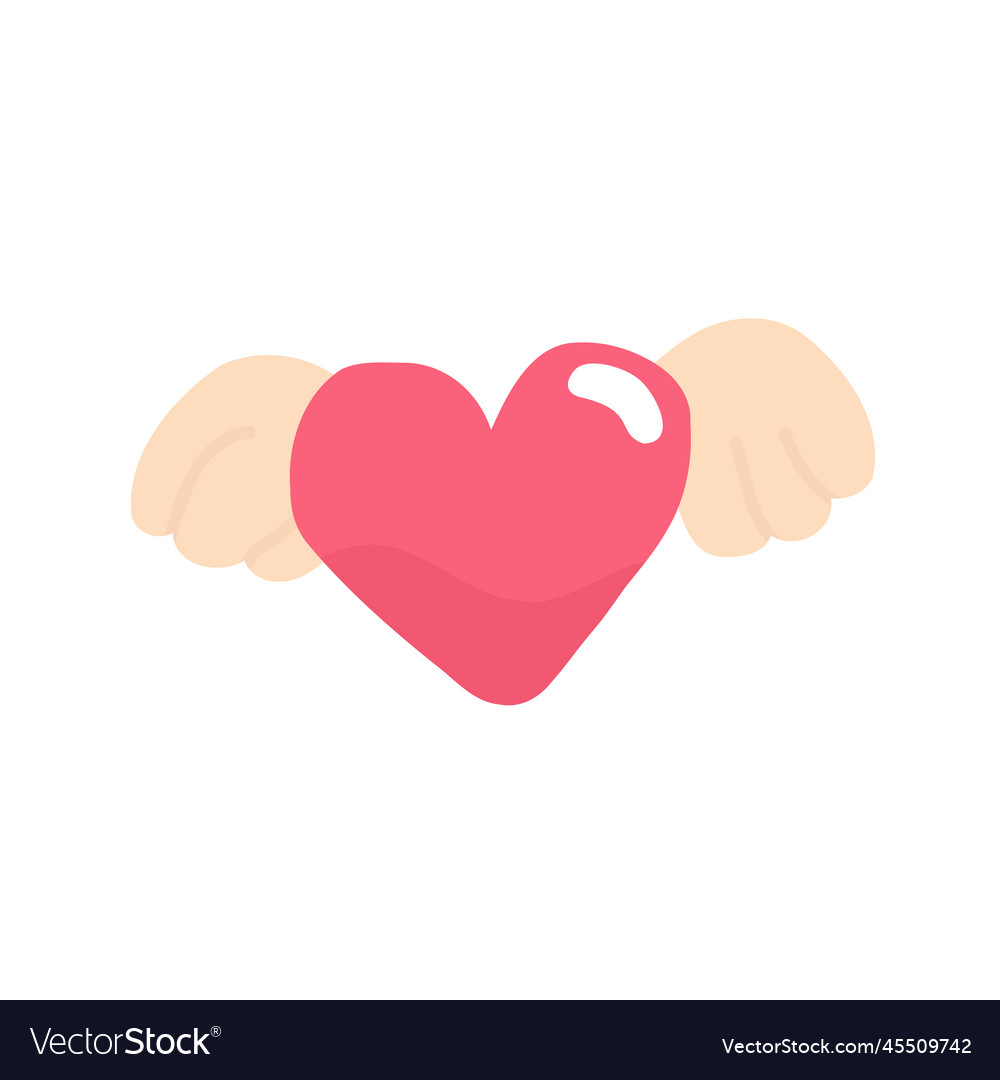 Single image of a heart with wings Vector Image Single image of a heart with wings