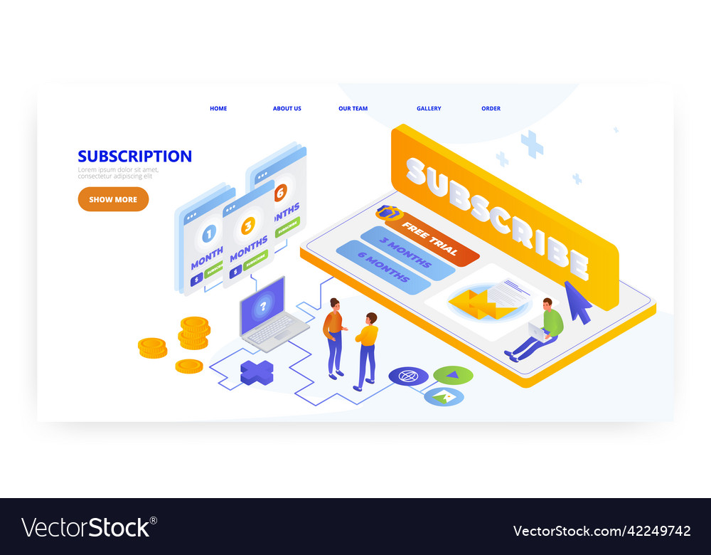 Subscription landing page design website banner