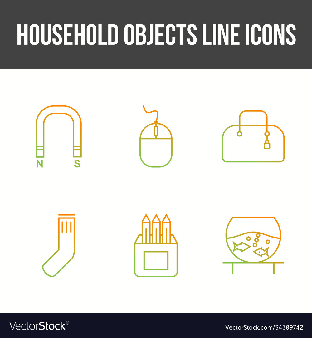Unique household objects icon set