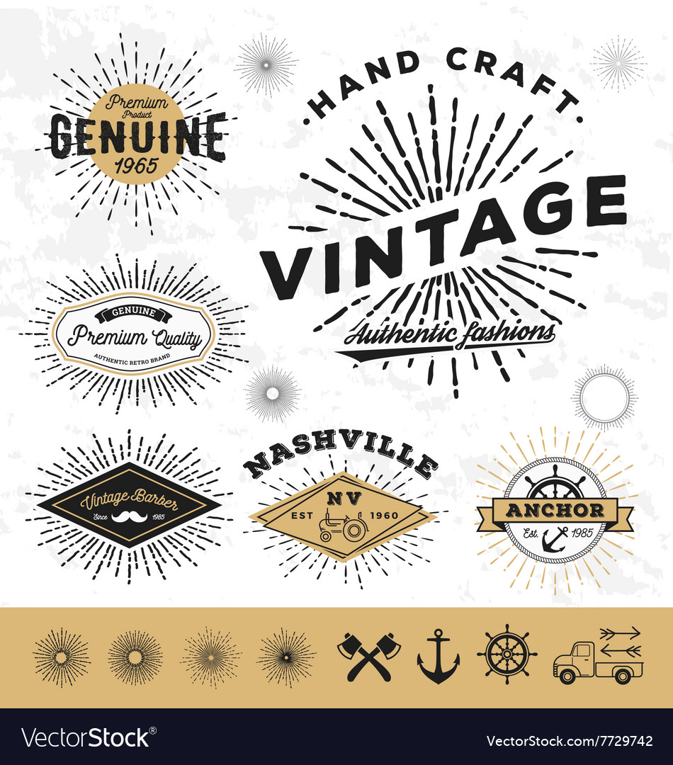 Vintage sunburst logo elements Royalty Free Vector Image