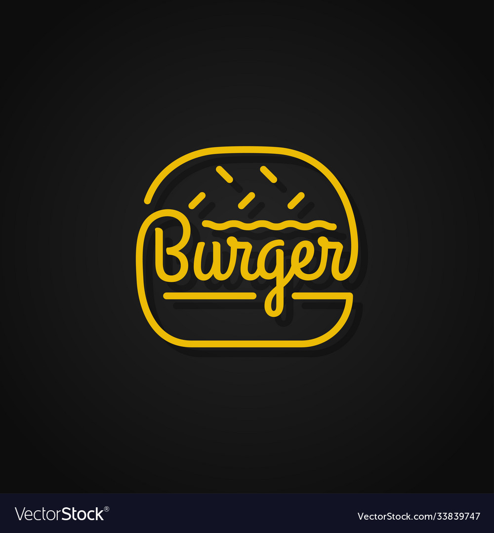 Burger linear logo yellow on background Royalty Free Vector