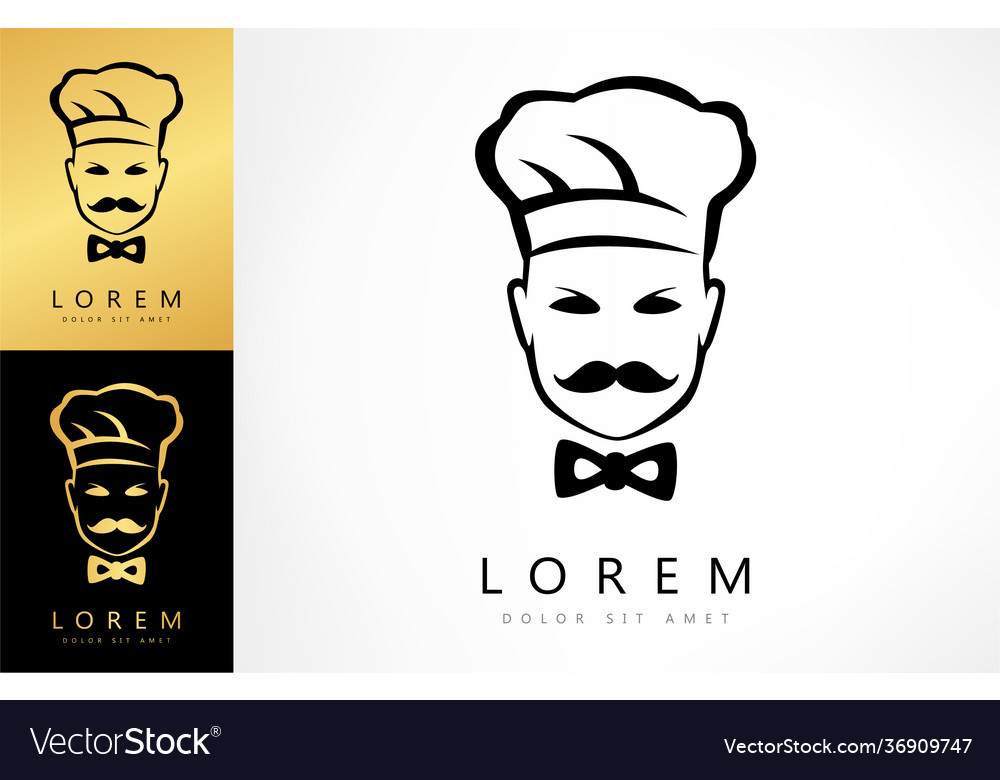 Chef logo with mustache and hat