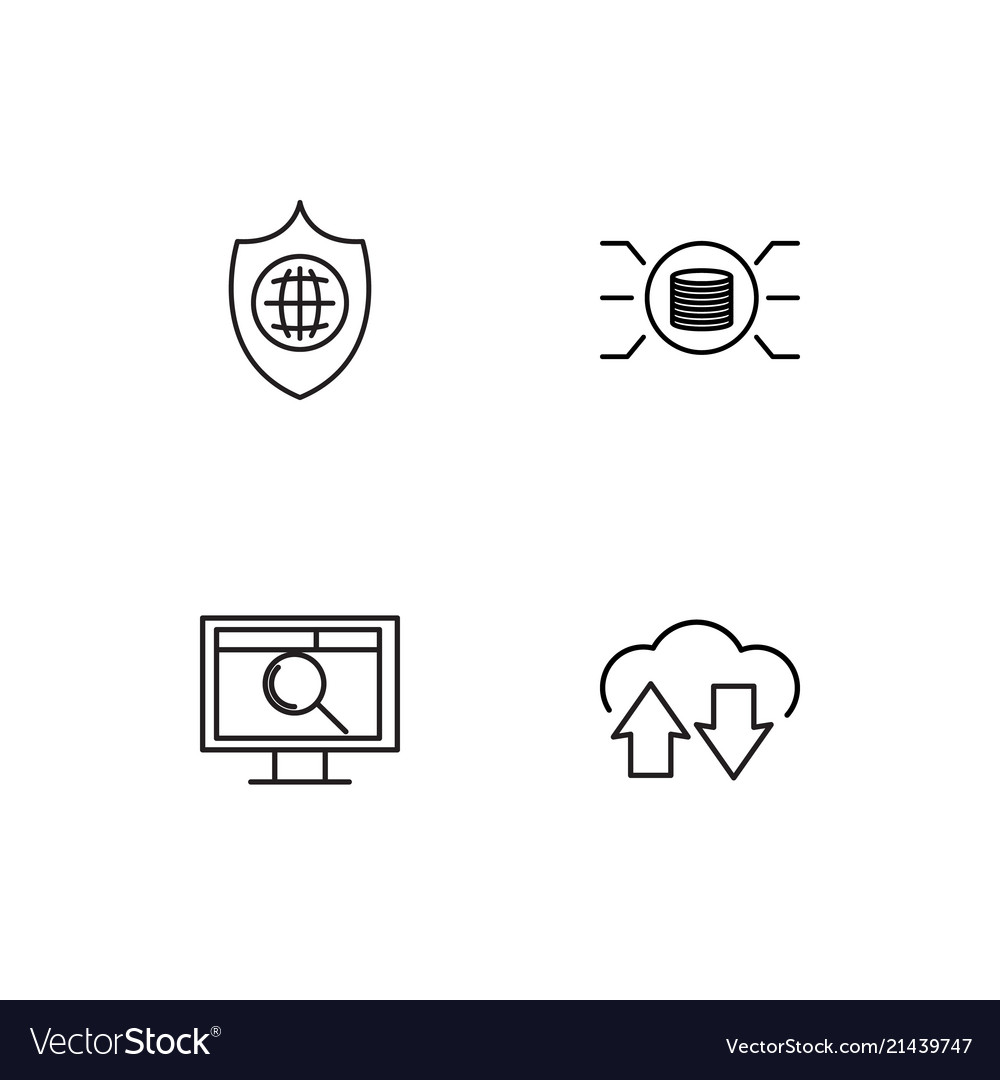 Data analytics linear icons set simple outline