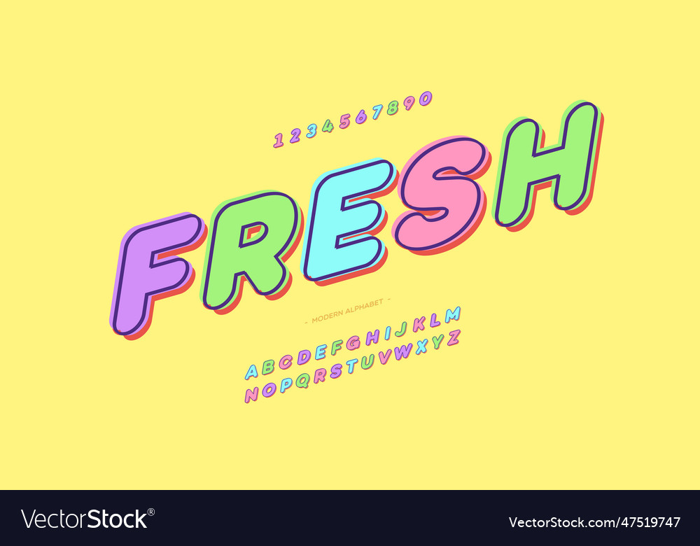 Fresh alphabet colorful style Royalty Free Vector Image