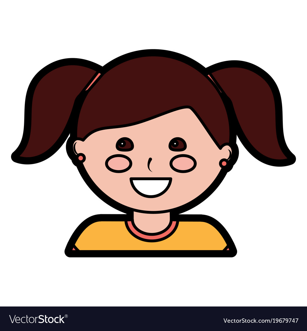 Happy girl with pigtails kid child icon image