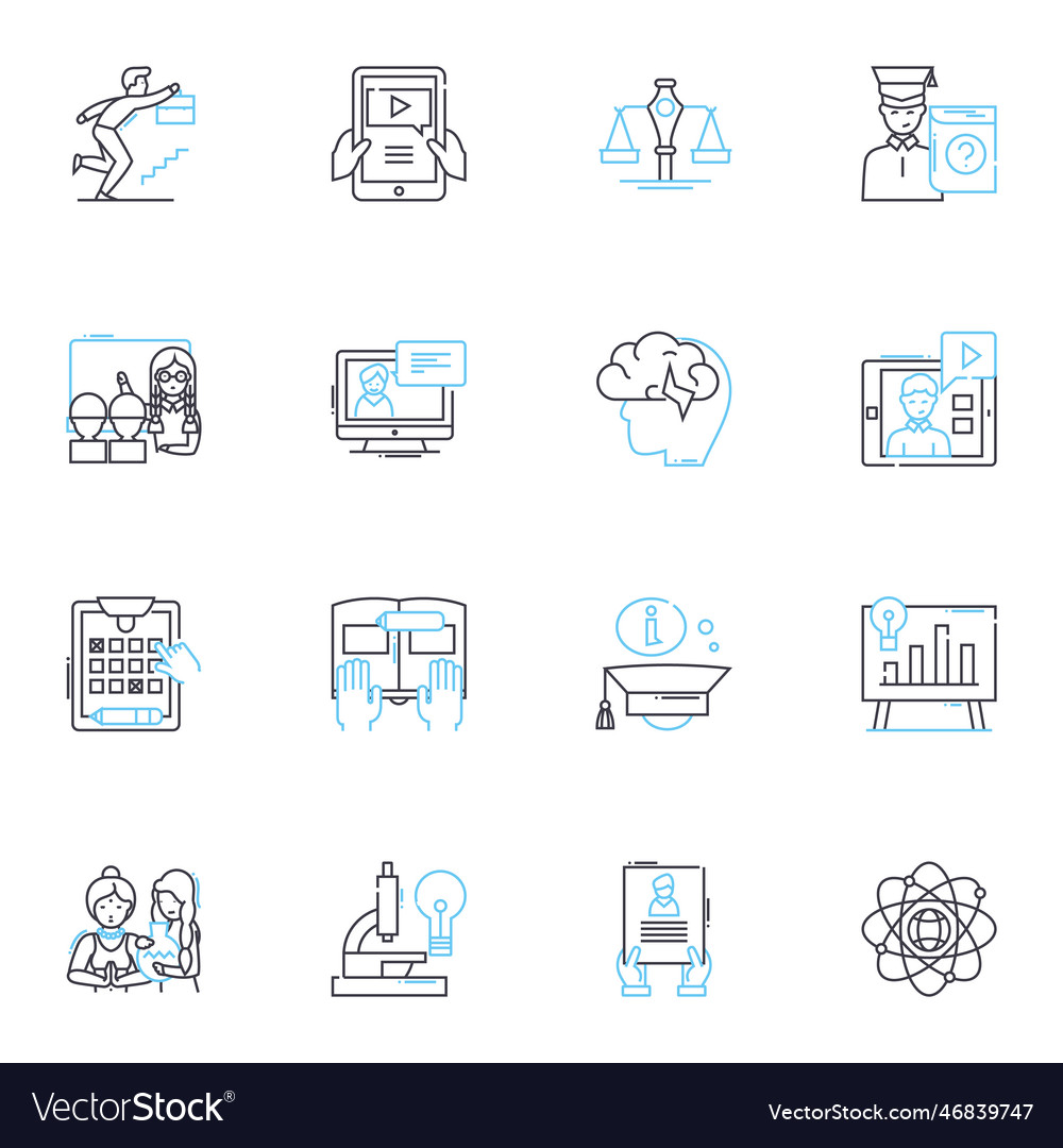 Knowledge acquisition linear icons set learning vector image Knowledge acquisition linear icons set learning