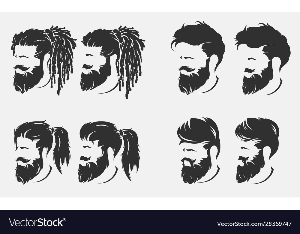 Mens hairstyles and haircut with beard vector image Mens hairstyles and haircut with beard