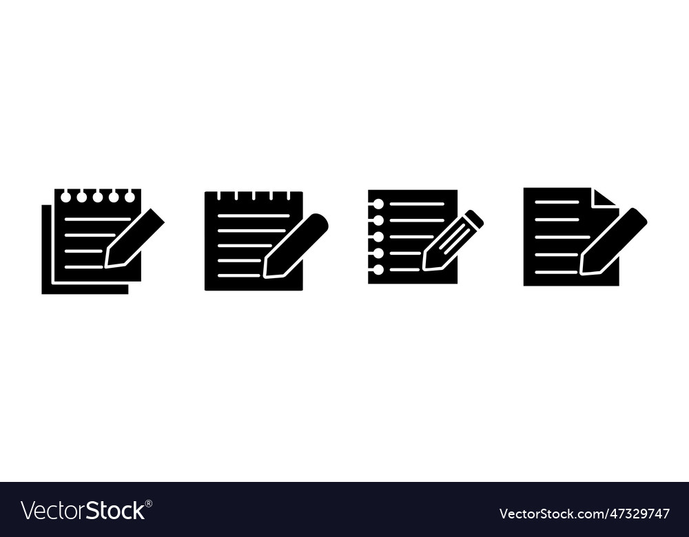 Note icon set notepad vector image Note icon set notepad