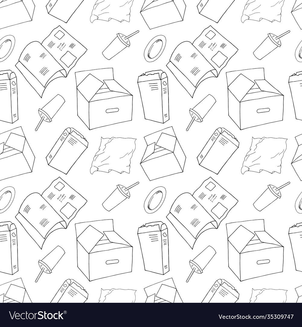 Outline nahtloses Muster mit sortiertem Papier