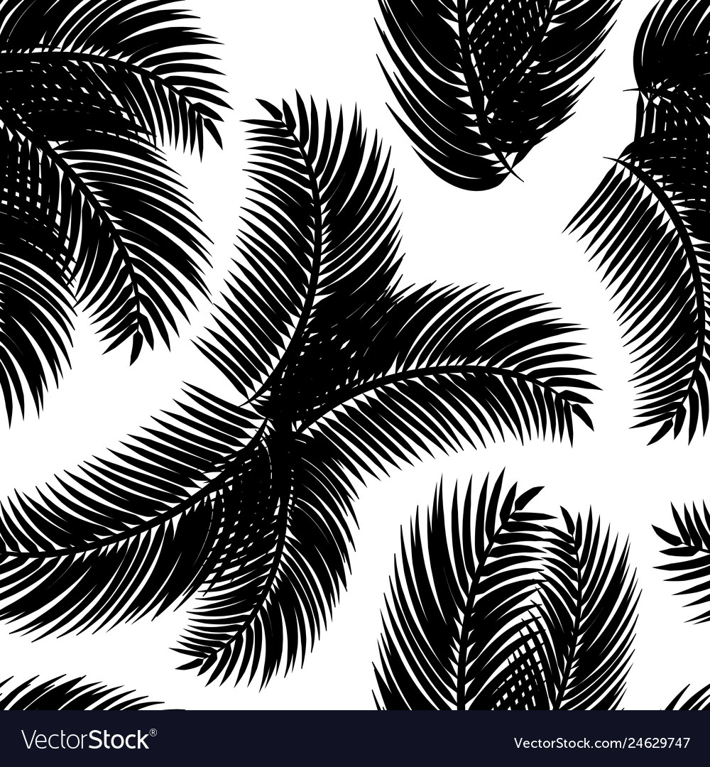 Palm leafs silhouette seamless pattern