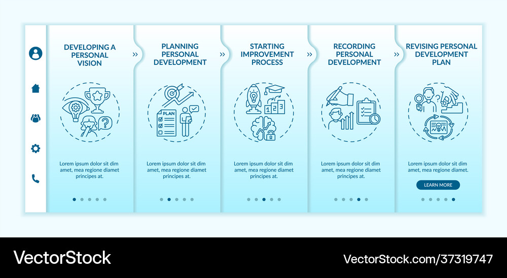 Personal development steps onboarding template Vector Image
