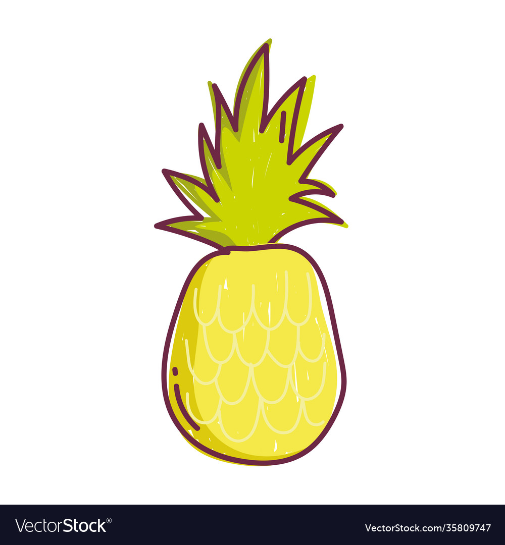 Pineapple tropical fruit fresh food line and fill Vector Image