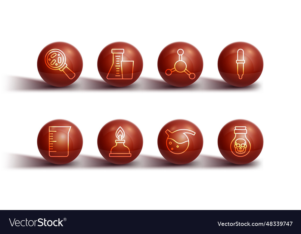 Set line microorganisms under magnifier Vector Image Set line microorganisms under magnifier