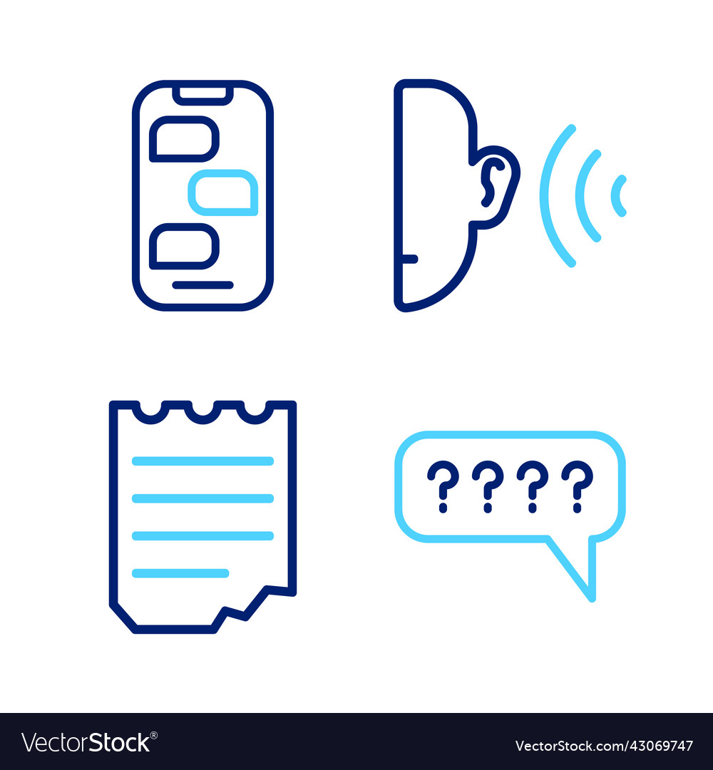 Set line speech bubbles with question notebook vector image Set line speech bubbles with question notebook
