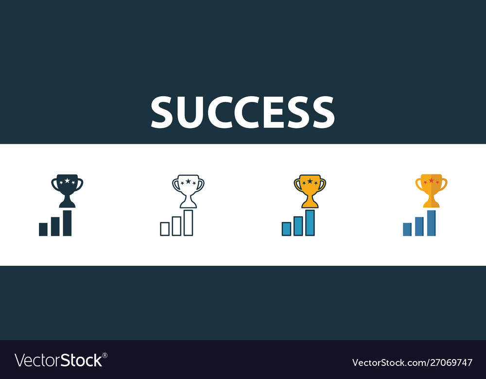 Success icon set four elements in different styles